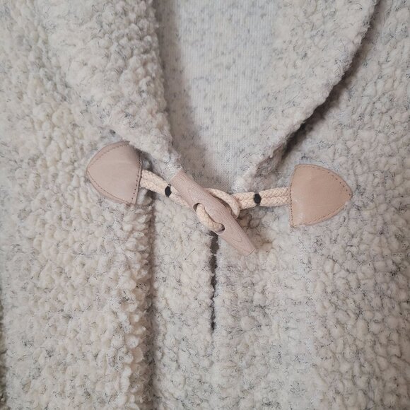 Coldwater Creek Oatmeal Fuzzy Long Teddy Jacket Coat Duster Cardigan w/Toggles - Picture 6 of 10